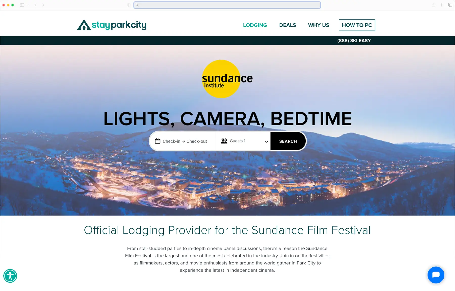 Sundance Film Festival affiliate booking page