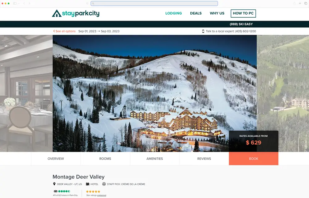 Stay Park City white label lodging details page