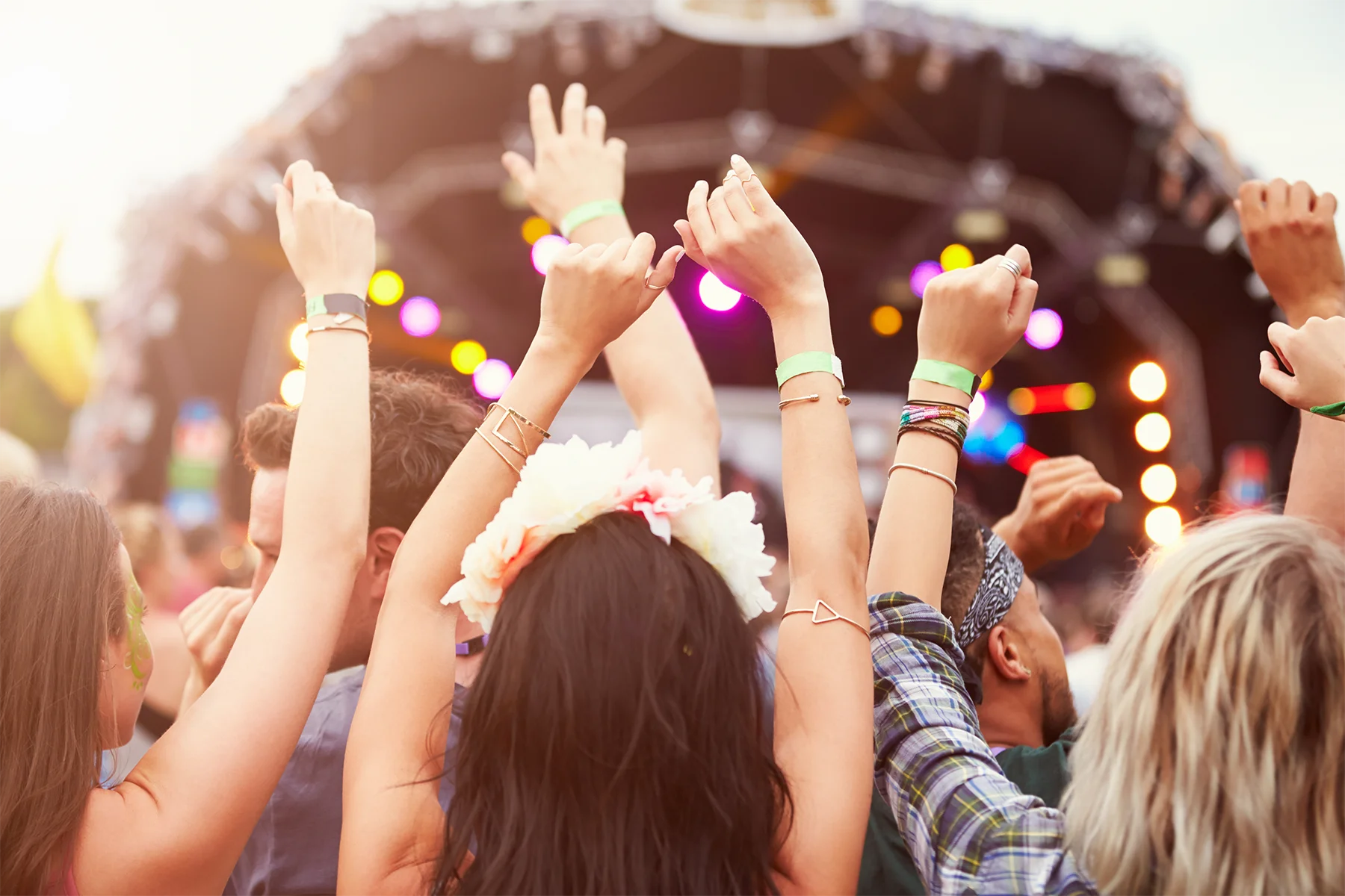 Crowd with hands in air at festival