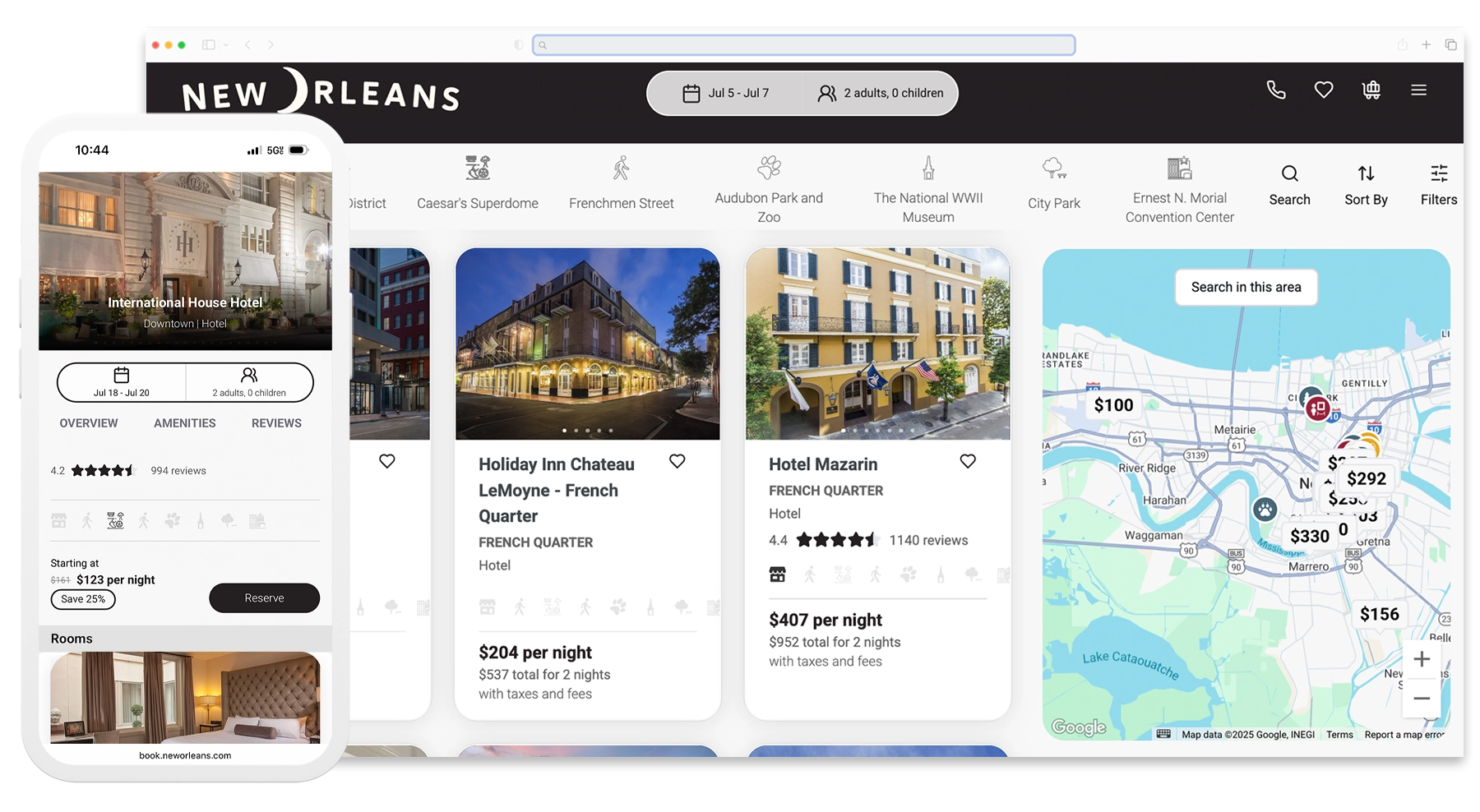 New Orleans Website Mockup