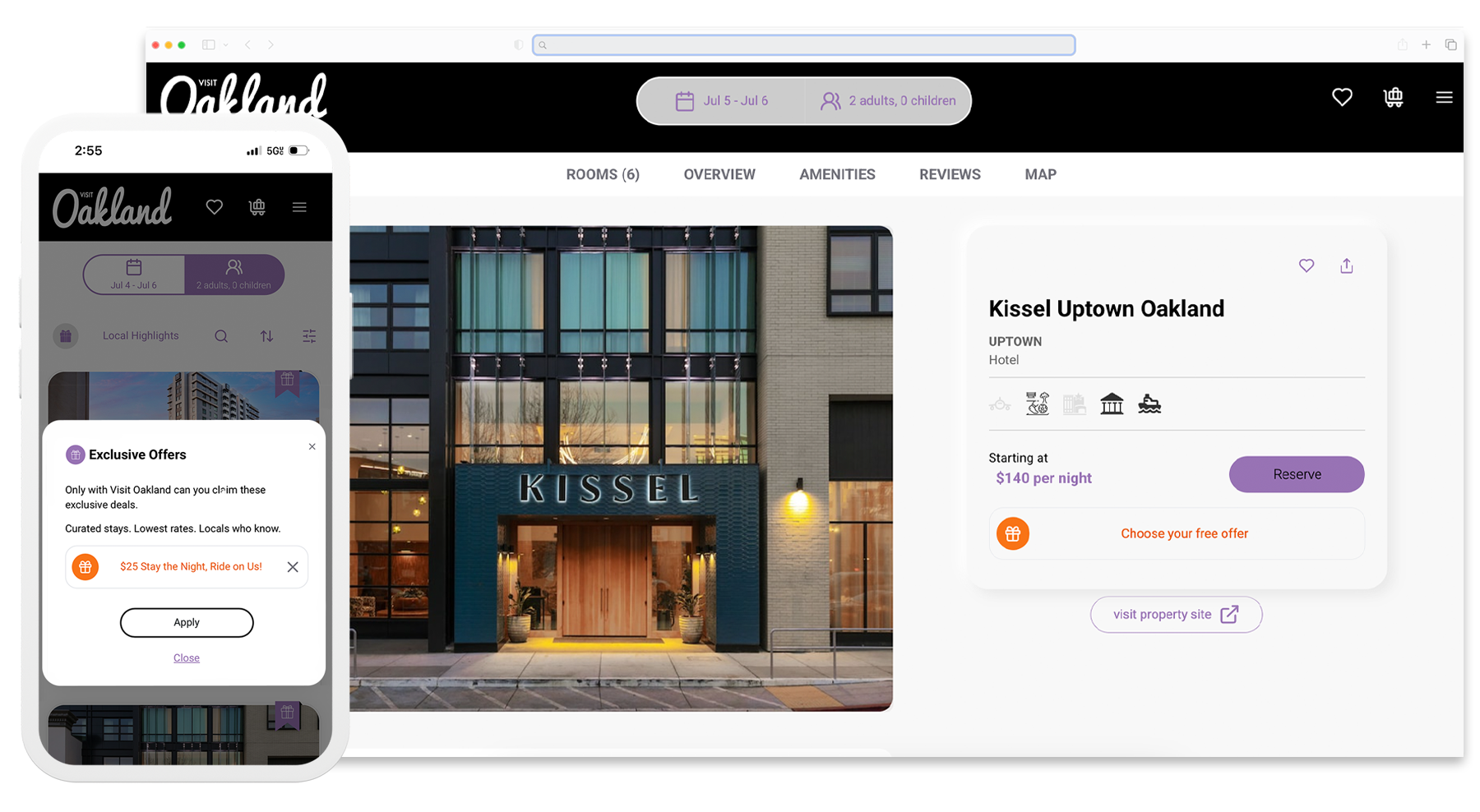 Visit Oakland website mockup
