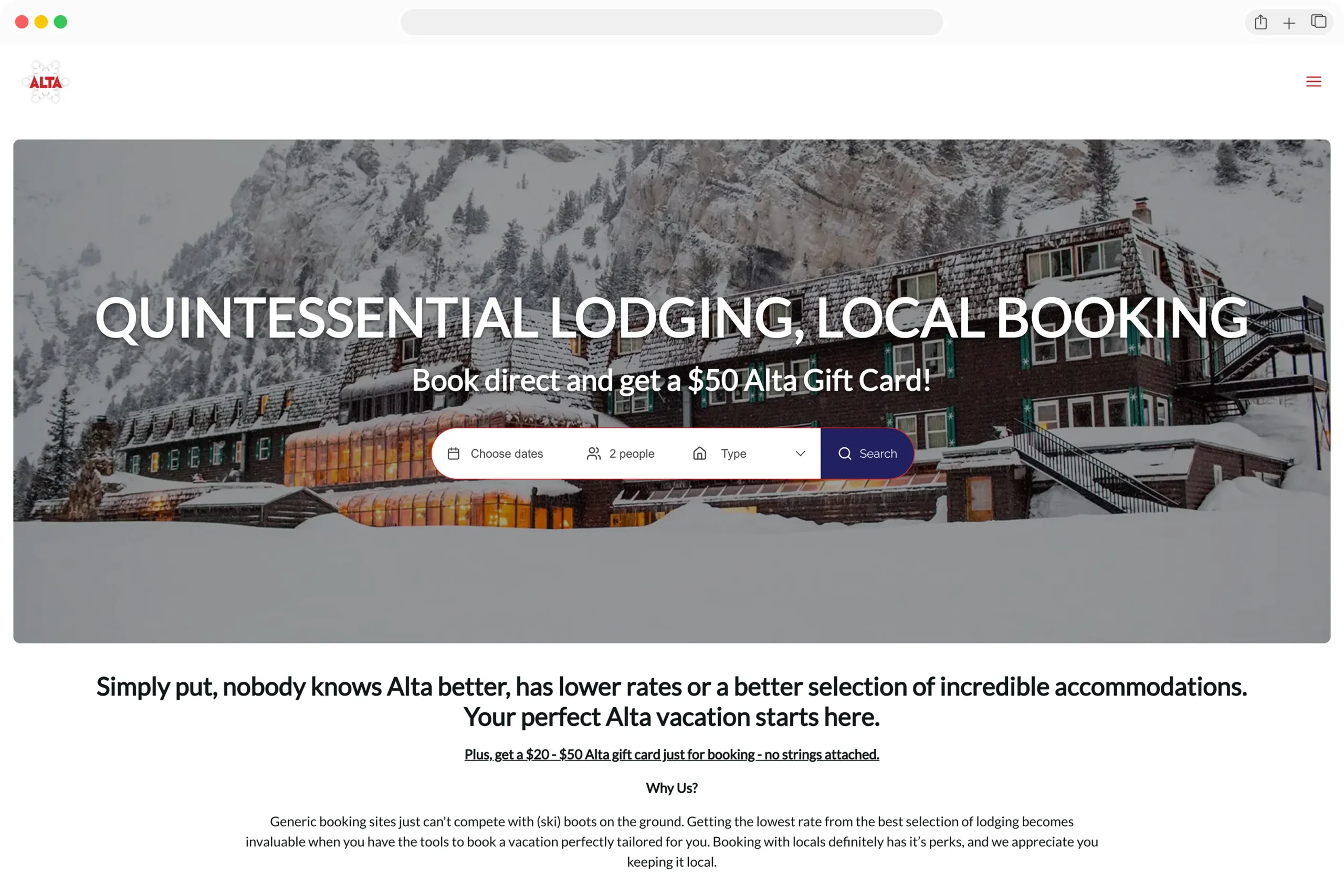 Alta Lodging Ripe ITA Screenshot