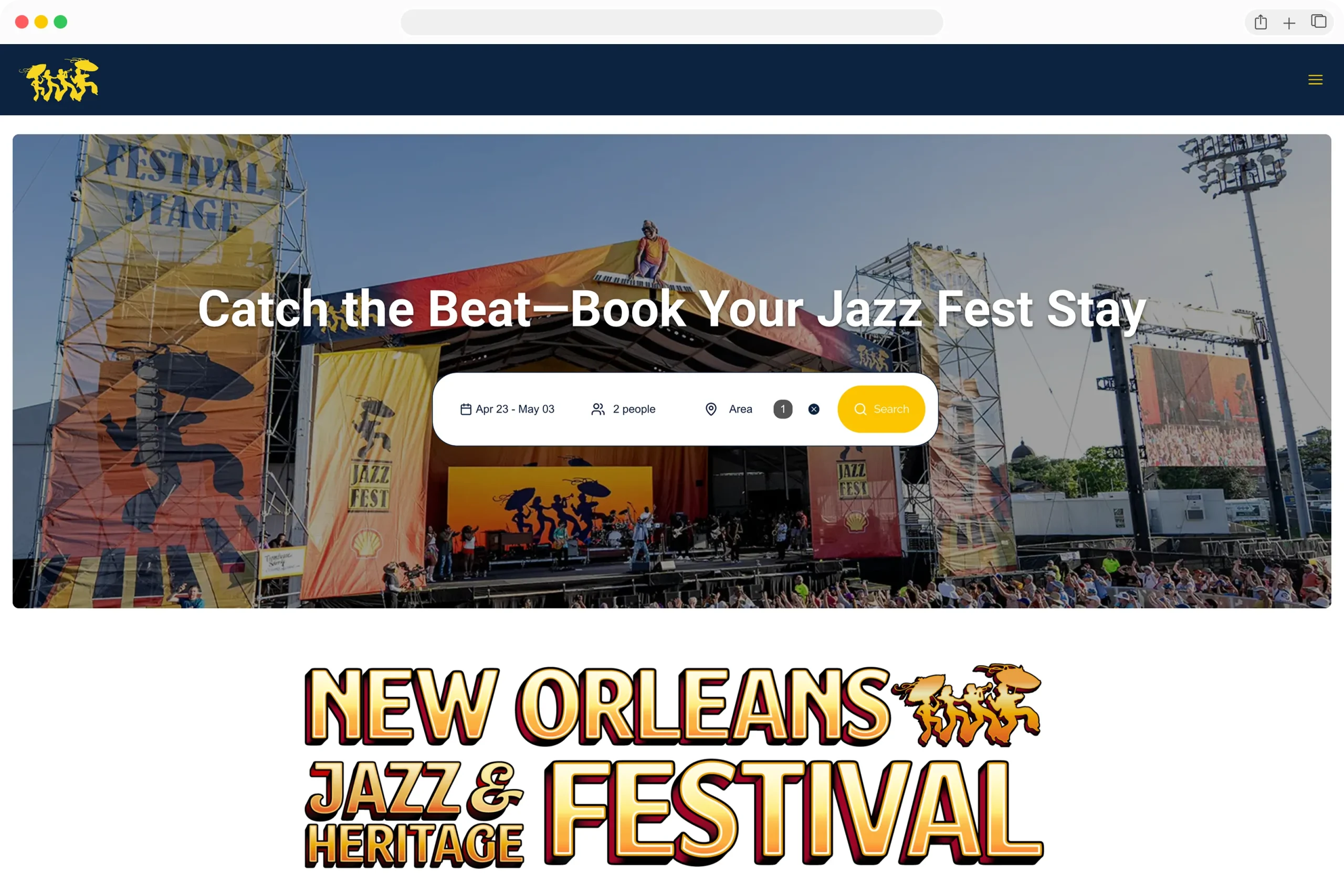 Screenshot of ITA Microsite for Jazz Fest
